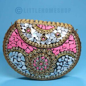 NEW! Ramla Pink Beverly HIlls Mosaic Handmade Purse